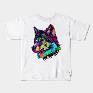 Colorful Vibrant Wild Wolf Kids T-Shirt